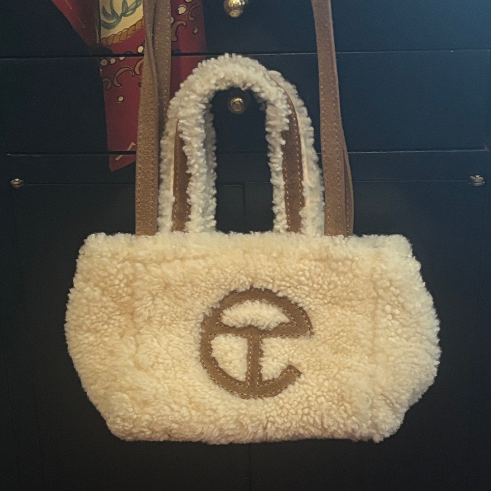 UGGxTelfar Cream Shearling Tote with Brown Accents